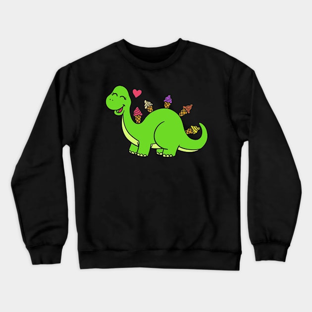 ice cream cream dino wafer dessert cone dinosaur Crewneck Sweatshirt by Shirtjaeger